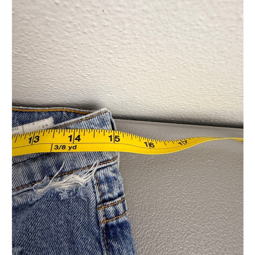 Free People The Fling Jeans 25 Distressed Button Fly Raw Hem Straight - Picture 5 of 10